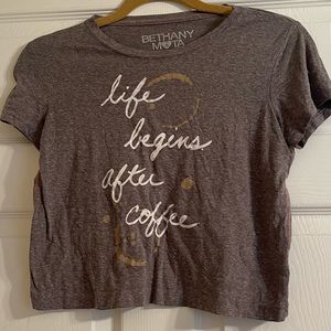 Life Begins After Coffee Bethany Mota x Aeropostale Cropped Tee